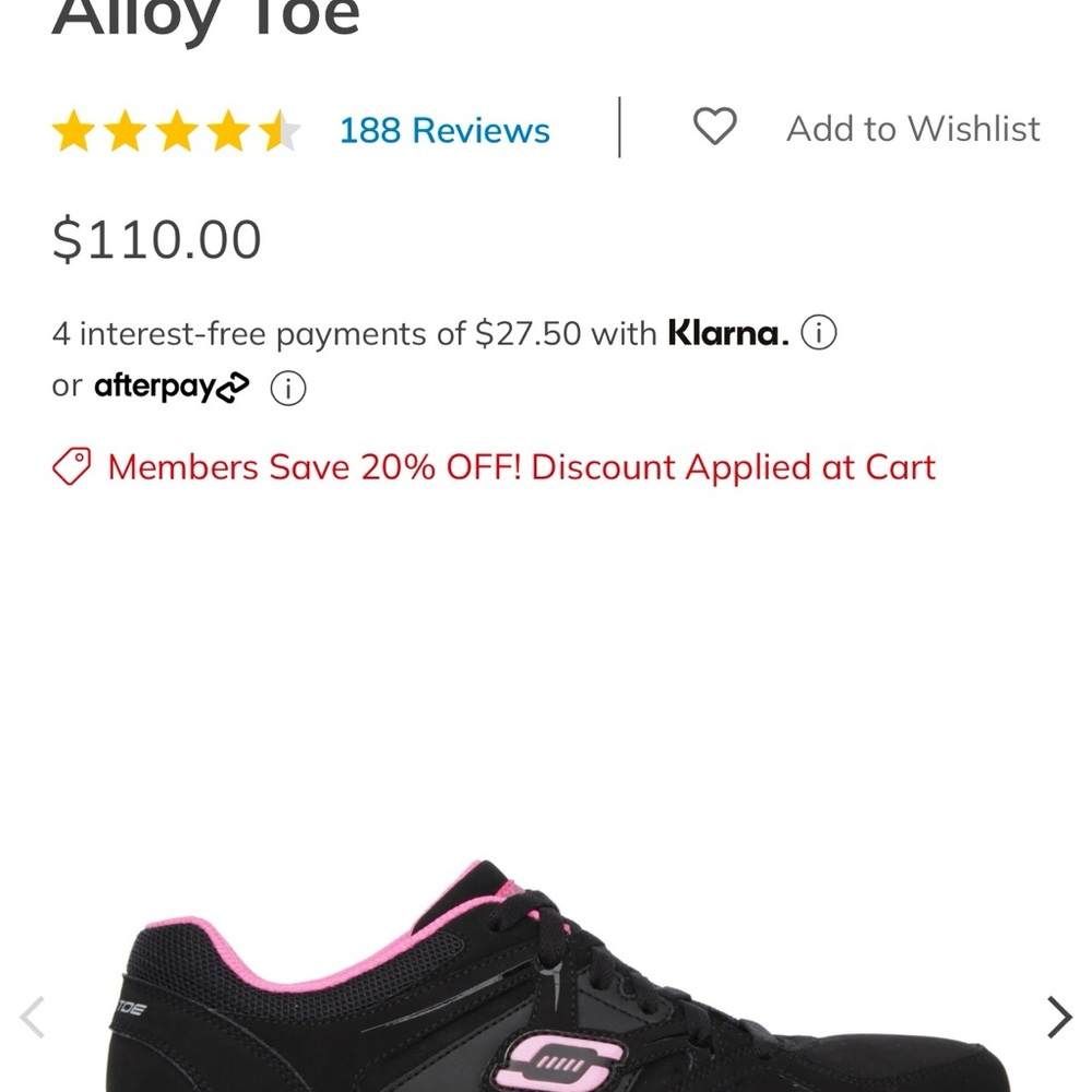 Women's Black and Pink Work Shoes
